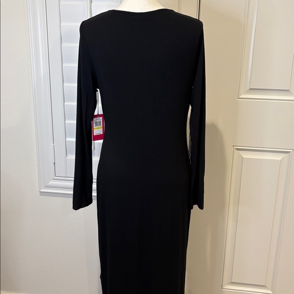 Vince Camuto Black Long Sleeve Maxi Dress Embellished Neckline New Medium - Picture 6 of 8